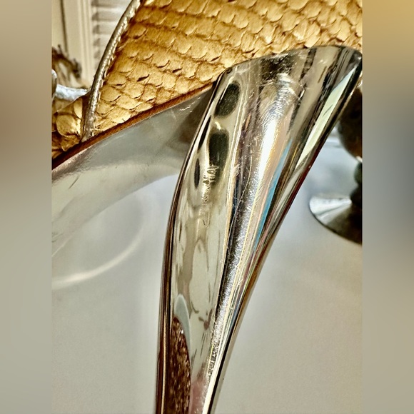 These liquid silver heels are lit! Marciano size 7 platform snake skin sandals. - Picture 8 of 9